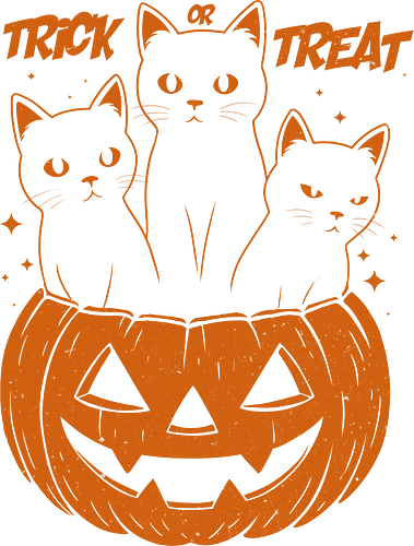 Trick or Treat - trick or treat, halloween, black cats, pumpkin, jack o lantern, spooky cute, retro design, vintage halloween, creepy cute, witchy vibes, magical cats, orange and black, gothic cute, halloween night, autumn, fall vibes, halloween cats, spooky art, halloween fashion, retro spooky