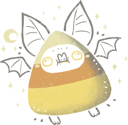 Cute Candy Corn Bat - candy corn, bat, halloween, spooky, creepy, cute, kawaii, moon, star, night, black, funny, xmorfina