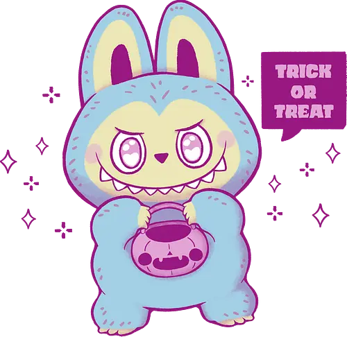 Halloween Monster Bunny Trick or Treat - halloween, trick or treat, pastel goth, halloween pumpkin, cute monster, bunny, whimsical, kawaii, spooky cute, creepy cute, pink, goth, love, xmorfina