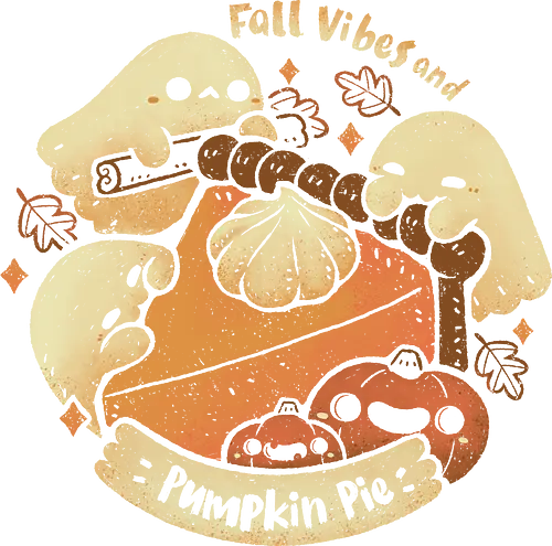 Fall Vibes and Pumpkin Pie Halloween - pumpkin pie, cute ghost, halloween, pumpkin, fall, autumn, warm, food, cake, cinnamon, cozy, kawaii ghost, spooky cute, cream, xmorfina