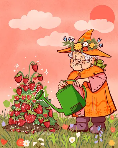 Sommerhexe - Hexe, witch, witchy, erdbeeren, summer, sommer