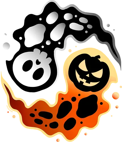Ying Yang Halloween - creepy, happyhalloween, halloween, cute, pumpkin, skull, yingyang, horror, lm2Kone, aesthetic, illustration, summerween, zen, trippy, geek