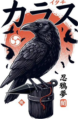 Dark Ninja Raven - anime, popart, otaku, kunai, shinobi, ninja, raven, crow, itachi, geek, japan, japanese, anime, manga, kanji, asian, shonen, sharingan, animal, lm2kone, aesthetic, illustration, gift