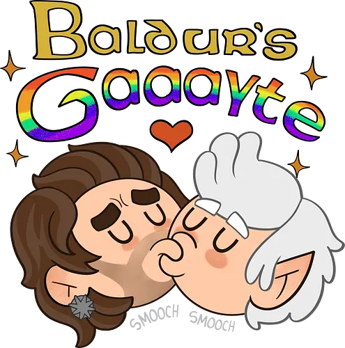 Baldur's Gaaayyyyte - BaldursGate3, BG3FanArt, BaldursGateFanArt, GaleBG3, AstarionBG3, GaleXAstarion, BG3Couple, CuteFanArt, CartoonArt, FantasyArt, RPGArt, LGBTQArt, PrideArt