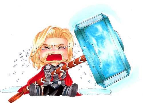 Schwere Last - thor, mjölnir, chibi, niedlich, weinen