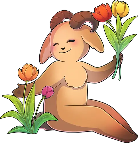 Tinybun: Widder - tinybun, hase, sternzeichen, widder, tulpe, flower, tulip, aries