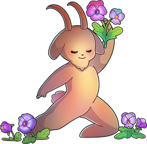 Tinybun: Steinbock - tinybun, hase, sternzeichen, steinbock, stiefmütterchen, flower, capricorn, pansy
