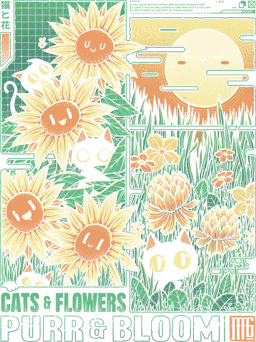 Cats and Flowers - cat, flower, cute, nature, summer, spring, happy, fun