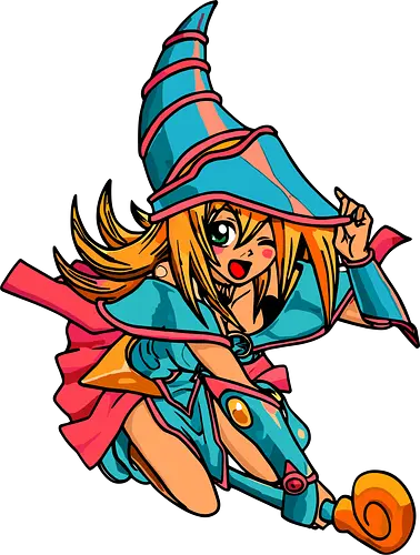  Dark Magician Girl Wink - Dark Magician Girl, Yu-Gi-Oh, Yugioh, anime, trading card game, TCG, fan art, t-shirt design, art print, kawaii, cute anime girl, retro anime, Duel Monsters, Yugi Muto, pop culture, magic
