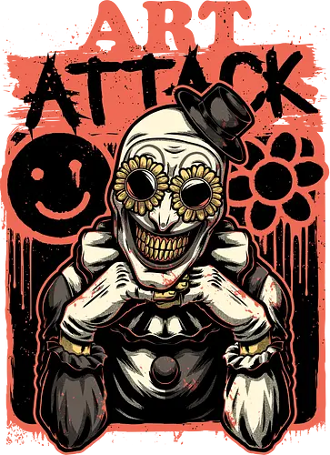 Clown Art TV Show - Attack, Evil Clown, Clown, Tv Show, Classic Horror, Classic, Fun, Funny, Smile, Creepy, Spooky, Spooky Season, Scary, Dark Humor, Dark, Horror, Horror Movies, Horror Movie, Gore, Black And White, Sunglasses, Ink, Halloween Movie, Halloween, Halloween Movies