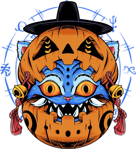 mythical pet - halloween, pumpkin, scary, creepy, fruit, horror, boo, funny, ghost, jungle, cute, beautiful, spooky, happy, derby. tiger, kpopdemonhunter