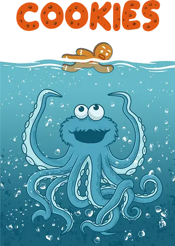 Kraken Cookie Attack - cookie, monster, funny, food, foodie, blue, sea, ocean, kraken, octapus, gingerbread
