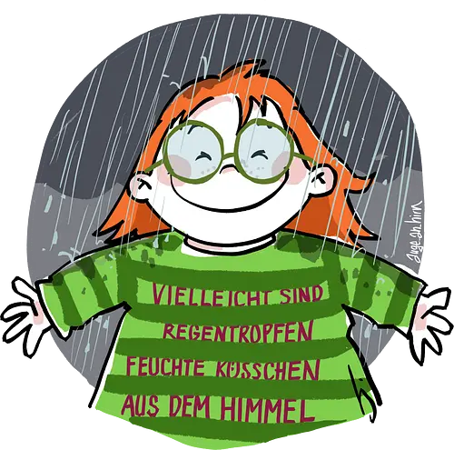 Regentropfen - Ringelpullisprüche, Ringeldinger, streifenweise, Spruch, Weisheit, Motivation, Ringelpulli, SprücheShirt, Cartoon Illustration, Regen, Statement, Handgezeichnet, Humor, Selbstironie, Streifenpulli, Spruchshirt, deutsch