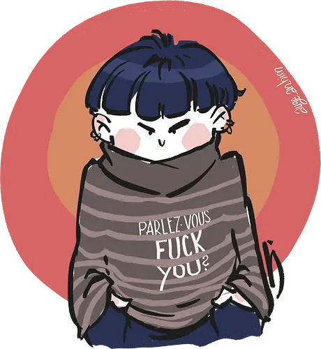 Parlez-vous fuck you? - Ringelpullisprüche, Ringeldinger, streifenweise, Spruch, Weisheit, Motivation, Ringelpulli, SprücheShirt, Cartoon Illustration, Statement, Handgezeichnet, Humor, Selbstironie, Streifenpulli, Spruchshirt, deutsch