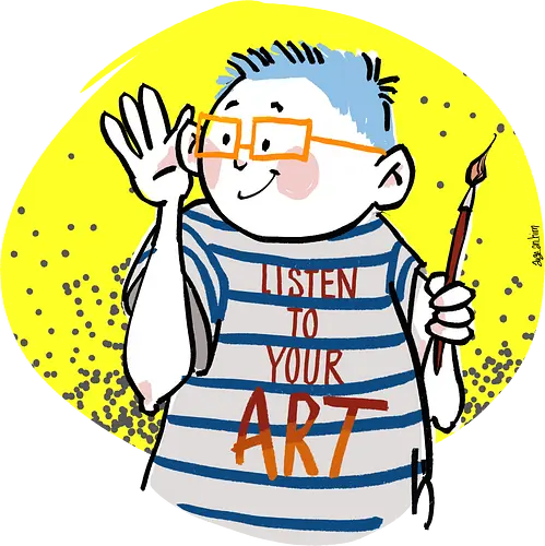 Listen to your art - Ringelpullisprüche, Ringeldinger, streifenweise, Spruch, Spruchshirt, deutsch, Weisheit, Motivation, Ringelpulli, SprücheShirt, Cartoon Illustration, Kunst, Statement, Handgezeichnet, Humor, Selbstironie, Streifenpulli