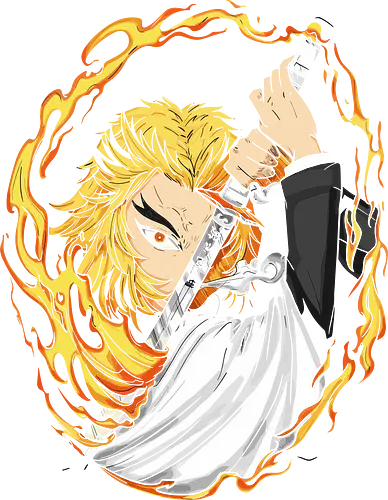  Rengoku s Flame Hashira Spirit - Kyojuro Rengoku, Flame Hashira, Slayer, Hashira, anime, manga, fan art, t-shirt design, art print, flame breathing, Mugen Train, geek art, stylish, KNY, Nichirin, cool anime art