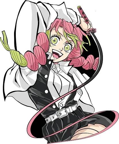 Kanroji Mitsuri: Love Hashira's Smile - Mitsuri Kanroji, Love Hashira, Slayer, Hashira, anime, manga, fan art, t-shirt design, art print, Nichirin Sword, cute anime girl, geek art, stylish, KNY, cool anime art, pink hair