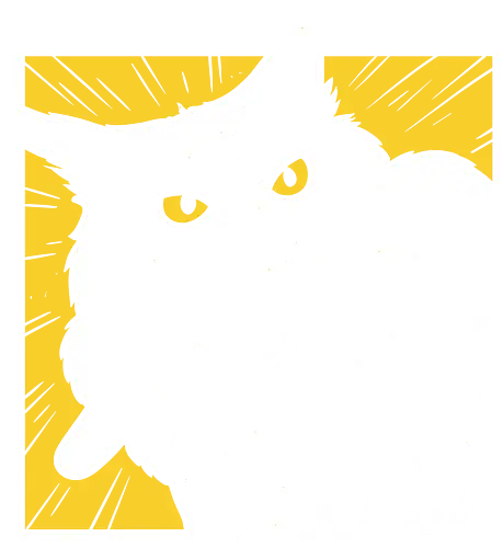 Angry Bitey Cat - Angry cat, cat bite, funny cat, cat meme, fierce cat, fan art, t-shirt design, art print, minimalist, yellow eyes, graphic novel style, quirky, feline humor, cat lover gift, cool cat