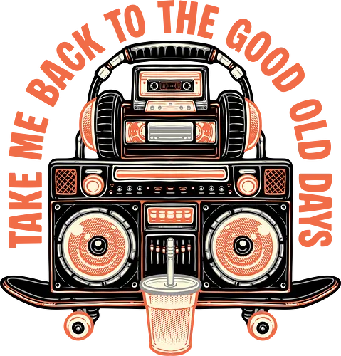 The Good Old Days - Retro, classic, vintage, cassette tape, radio, skateboard, music, nostalgic, nostalgia