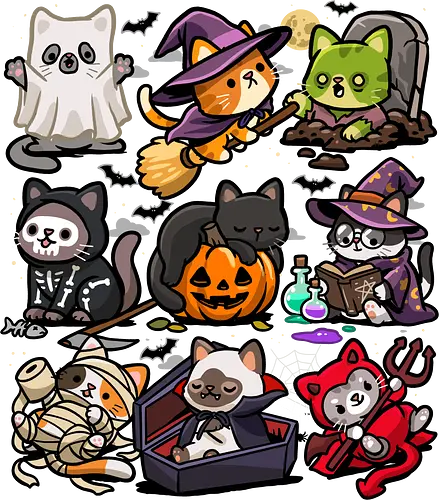 Spooky Cats - cat, cats, creepy, ghost, halloween, jack o lantern, kittens, kitty, mummy, scary, halloween cats, spooky, vampire, witch, zombie