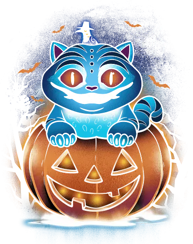 Derpy Pumpkin - Halloween, cat, tiger, pumpkin, spooky, horror, landscape, night, scary, animals, bats, trees, nature, movies, anime, manga