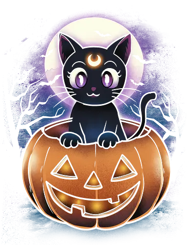 Luna Pumpkin - Halloween, cat, tiger, pumpkin, spooky, horror, landscape, night, scary, animals, bats, trees, nature, movies, anime, manga