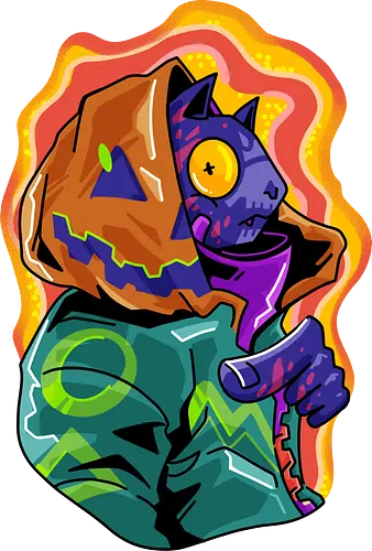 CYBER KID - halloween, cyberpunk, future, cat, pumpkin, scary, creepy, fruit, horror, boo, funny, ghost, jungle, cute, beautiful, spooky, happy