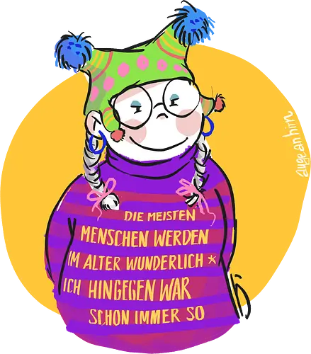 Die meisten Menschen werden im Alter wunderlich... - Ringelpullisprüche, Ringeldinger, streifenweise, Spruch, Weisheit, Motivation, Ringelpulli, SprücheShirt, Cartoon Illustration, Alter. Statement, Handgezeichnet, Humor, Selbstironie, Streifenpulli, Spruchshirt, deutsch