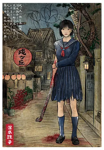 Hinako in Japan woodblock