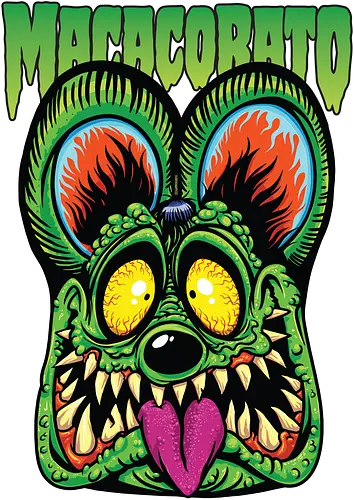 MacacoRato Rat Fink — Radioaktiver Lowbrow-Ratte - Rat Fink, MacacoRato, Lowbrow, Underground-Kunst, T-Shirt, Skate, Hot Rod, Punk, Siebdruck, Sammlerkunst, DIY, Alternative Design, Pop-Punk, Grafikshirt, Attitüde
