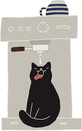  Espresso Cat - Coffee cat, espresso, black cat, funny coffee, quirky art, cat lover, barista, caffeine addict, minimalist, cute animal, t-shirt design, art print, café decor, animal humor, cozy graphic