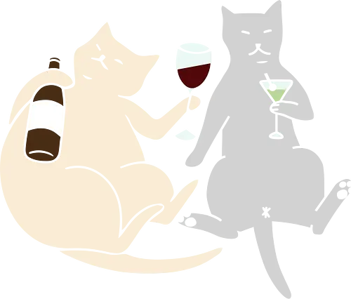Cat Happy Hour - Cat wine, funny cat, happy hour, drinking, cocktails, wine lover, cat lover gift, minimalist, quirky humor, t-shirt design, art print, martini, funny graphic, sophisticated cat, tipsy