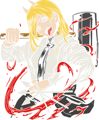  Power's Blood Hammer - stylish, chaotic, intense graphic, Power Chainsaw Man, Blood Fiend, anime, manga, fan art, t-shirt design, art print, blood hammer, Denji, Makima, cool anime girl, geek art