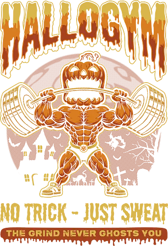 HalloGym - No Trick Just Sweat Gym Halloween Tee for Fitness Lovers - halloween gym, funny fitness, spooky season, pumpkin, horror, funny, humor, gym rat, bodybuilding halloween, spooky workout, halloween fitness, trick or treat