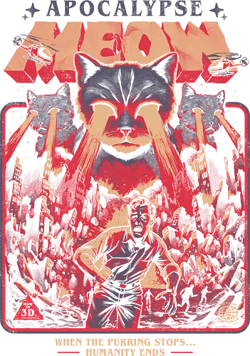 Apocalypse Meow - eduely, ely, apocalypse, cat, funny cat, cat lover, laser eyes, classic movie, vintage, retro, dark humor, sci-fi, meow, sarcastic, purr, dystopia