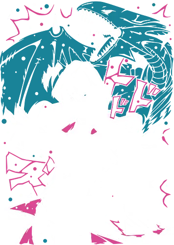  Kaiba and the Blue-Eyes Terror - Seto Kaiba, Blue-Eyes White Dragon, Yu-Gi-Oh, Yugioh, TCG, anime, fan art, t-shirt design, art print, cool anime art, geek art, iconic rivalry, nostalgic, KaibaCorp, Duel Monsters, teal and pink.