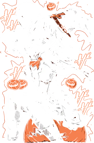  Halloween Senbei (Arale Witch) - Akira Toriyama, retro anime, geek art, whimsical., Arale Norimaki, Dr. Slump, witch costume, Halloween, anime, manga, fan art, t-shirt design, art print, jack-o-lantern, spooky cute