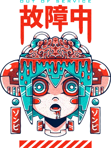 OUT OF SERVICE - halloween, zombie, robot, brain, creepy, spooky, cute, anime, japan, mecha, robot girl