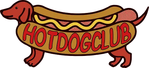 Hot Dog Club Dachshund - Hot Dog Club, dachshund, wiener dog, sausage dog, funny food, dog lover, hot dog, food art, clever graphic, t-shirt design, art print, minimalist, quirky humor, foodie, fast food