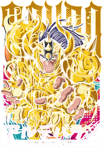 Aldebaran: Gold Saint of Taurus - Aldebaran of Taurus, Saint Seiya, Knights of the Zodiac, Gold Saint, anime, manga, fan art, t-shirt design, art print, Taurus Gold Cloth, Great Horn, epic anime, geek art, stylish, classic anime, Shonen.