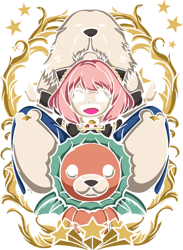  Anya and Bond's Starlight - Anya Forger, Bond Spy x Family, Spy x Family, Anya's Chimera, anime, manga, fan art, t-shirt design, art print, kawaii, cute anime girl, psychic, geek art, stylish, wholesome, Chibi.