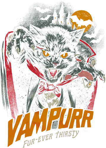 Vampurr - gothic, dark humor, evil, creepy, horror, halloween, sarcastic, bat, dracula, eduely, ely, vampurr, vampire, cat lover, halloween, spooky, black cat