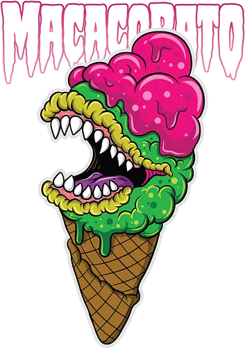 Monsteer Gelator Supreme — Radioaktives Eis-Monster - Monsteer, MacacoRato, Lowbrow, Eismonster, Sammelshirt, DIY Kultur, Punk Art, Skate, Siebdruck, Sticker, Groteskes Design, Pop-Surreal, Streetart, Buntes Shirt, Limitierte Auflage
