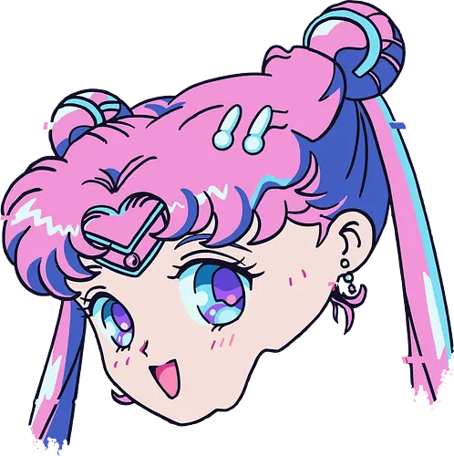 Sailor Chibi Moon: Neon Princess - Chibiusa, Sailor Chibi Moon, Sailor, anime, manga, magical girl, neon aesthetic, pink hair, kawaii, cute anime girl, fan art, t-shirt design, art print, retro anime, pop culture, vaporwave