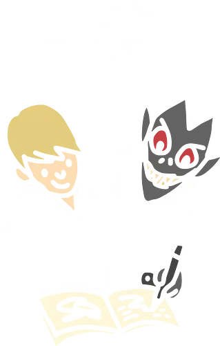 Kira: Who's Next? - Death, Light Yagami, Ryuk, Kira, anime, manga, who's next, minimalist, simple art, fan art, t-shirt design, art print, dark humor, shinigami, geek art, iconic scene.