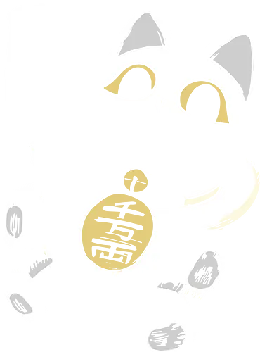 The Menace-ki Neko - Maneki-Neko, Lucky Cat, funny cat, angry cat, dark humor, sarcastic, Japanese art, pop culture parody, edgy graphic, t-shirt design, art print, I'll murder yer damn asses, aggressive cat, weird humor.