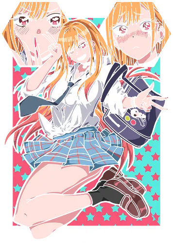 Kitagawa Marin: Cosplay Queen - Marin Kitagawa, My Dress-Up Darling, Sono Bisque Doll, cosplay, anime, manga, fan art, t-shirt design, art print, cool anime girl, gyaru, fashionable, rom-com, geek art, stylish, Waifu.