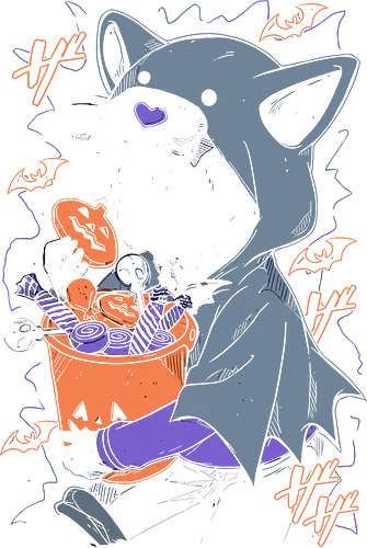  Killua: Halloween Haul - Killua Zoldyck, Hunter x Hunter, HxH, Halloween, trick or treat, anime, manga, fan art, t-shirt design, art print, spooky cute, chibi, Zoldyck, gamer gift, geek art, seasonal.