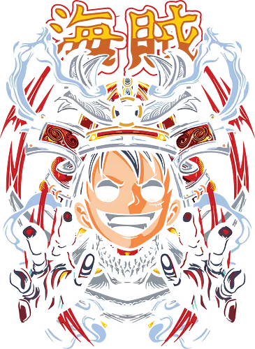 Wano Shogun pirate - Monkey D. Luffy, Pirate, Samurai Armor, Wano Arc, anime, manga, pirate, fan art, t-shirt design, art print, cool anime art, geek art, stylish, Kaizoku, Shonen, iconic, Japanese art.