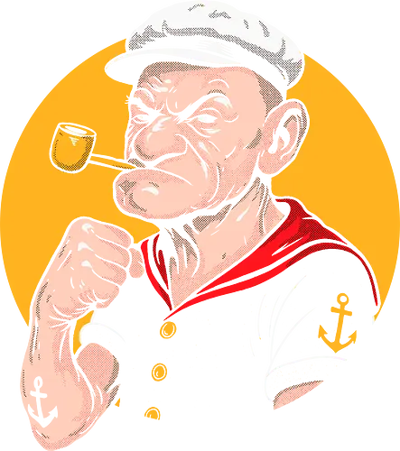 Popeye Retro Power - retro popeye, popeye art, vintage cartoon, nostalgic art, pop culture, retro t-shirt, classic design, old cartoon, geek popeye, illustrated humor, strong sailor, old school art, cartoon power, pop art